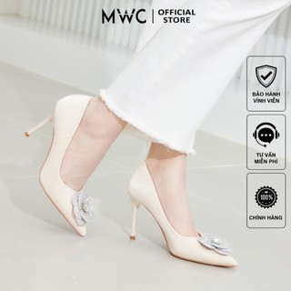 Giày cao gót mwc g004 - giày cao gót mũi nhọn kết hợp hoa hồng đính đá sang chảnh