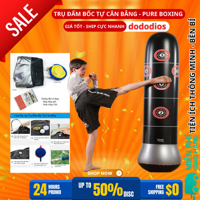 Bao Trụ Đấm Bốc Tự Cân Bằng Kèm Bơm Pure Boxing Cao 160cm, Đường Kính 48cm - Hãng Chính Hãng Dododios