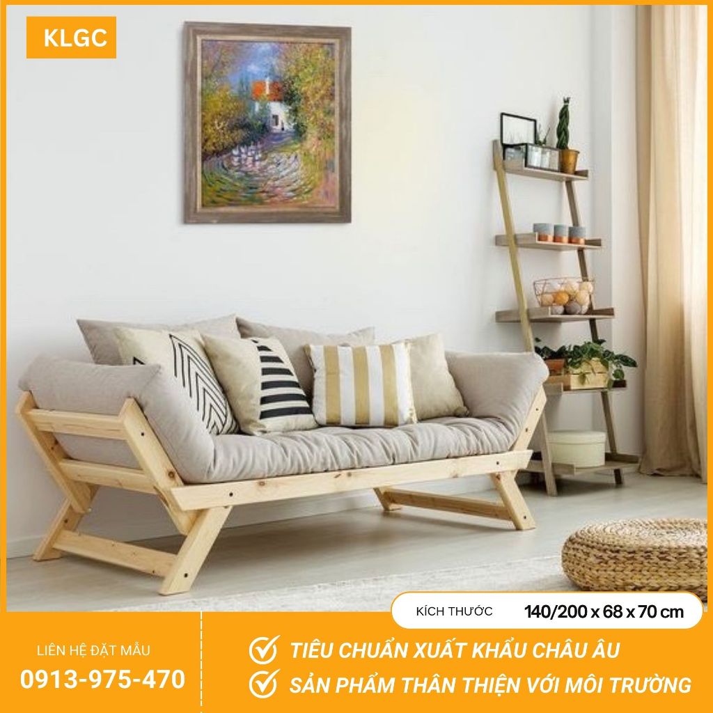 Ghế SOFA BED (SOFA GIƯỜNG) Gỗ Tự Nhiên Đa Năng KLGC - SFB_TN02