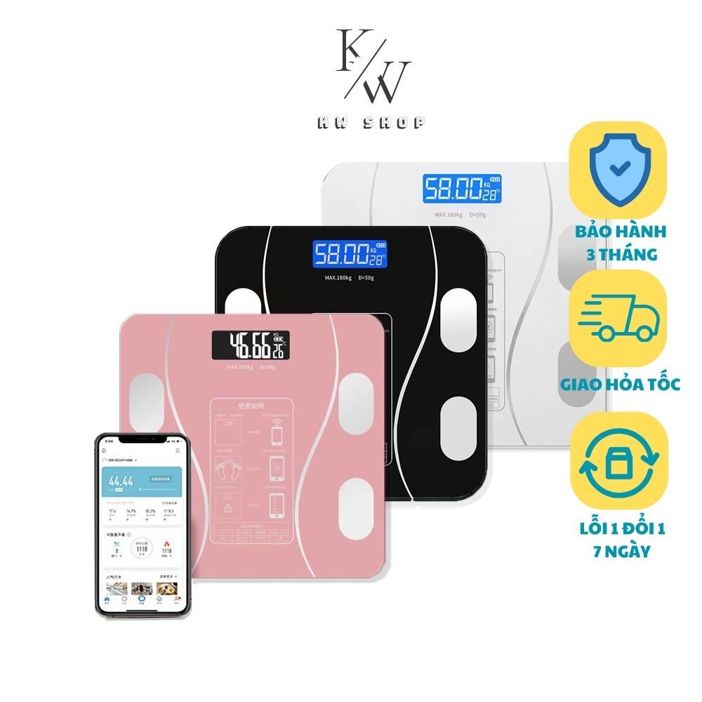 Cân Điện Tử Sức Khỏe KW Sạc USB Kết Nối Bluetooth Phân Tích Chỉ Số Cơ Thể