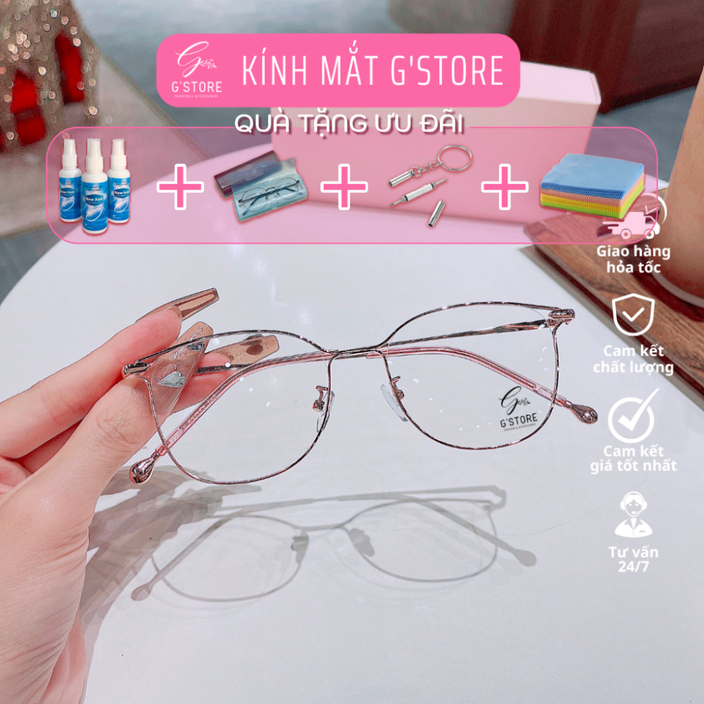 Gọng Kính Thời Trang Nam Nữ Xịn Xò, Form Đẹp Chất Liệu Kim Loại Thanh Mảnh Phong Cách Hàn Quốc 72835 - G'store