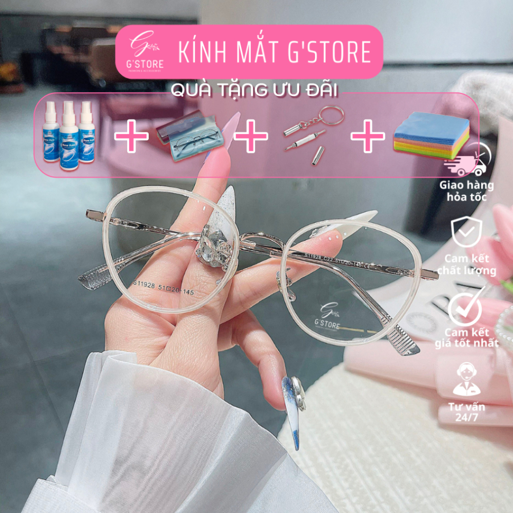 Gọng Kính cận thời trang cao cấp chống tia Uv, bức xạ, ánh sáng xanh bảo vệ mắt cho nam nữ 11928 - G'store