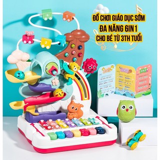 Đồ chơi giáo dục sớm 6in1 đa chức năng có phím piano, đàn gõ, đường ray ô tô, puzzle sáng tạo cho bé từ 6 tháng - 3 tuổi