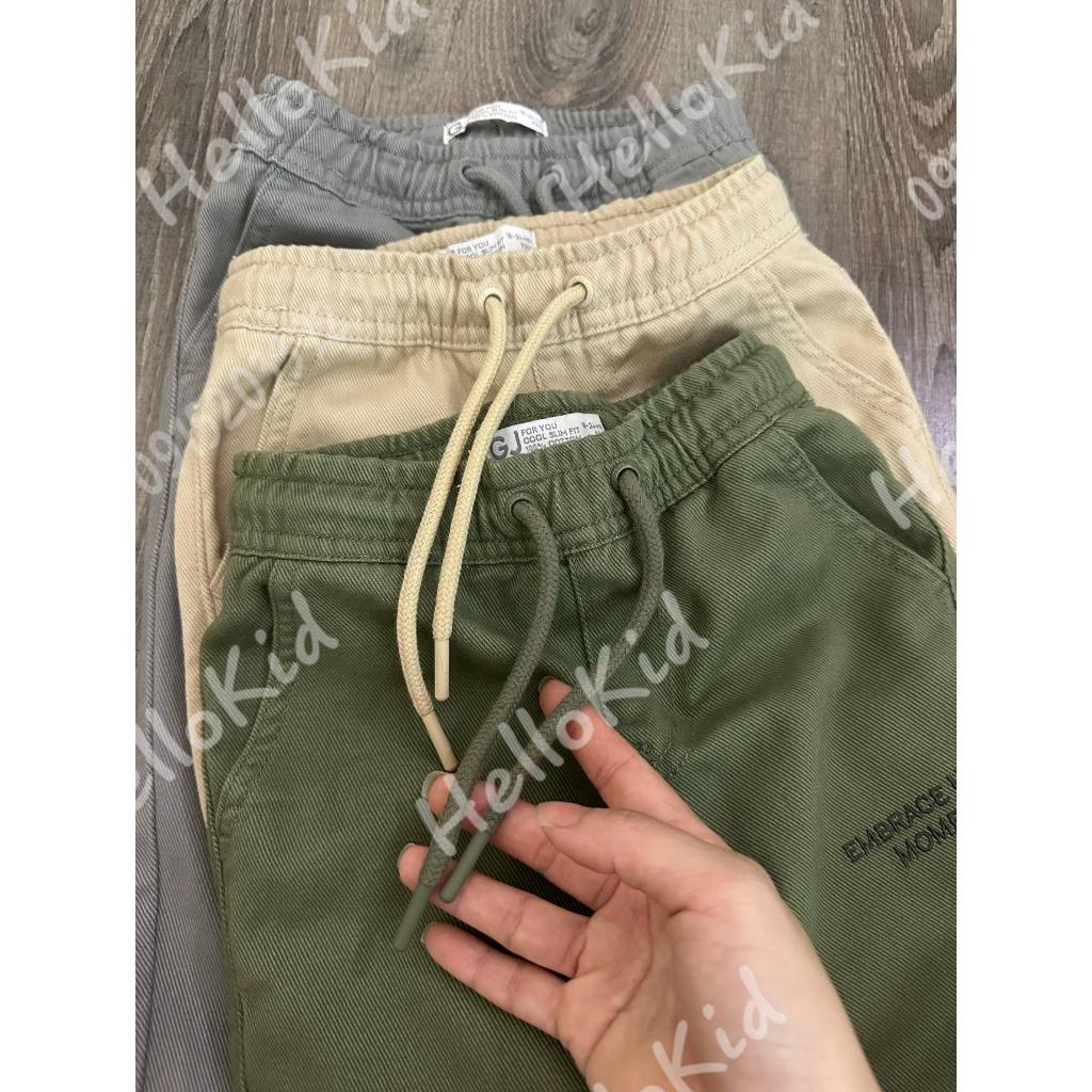 Quần kaki thêu chữ bên gzj rút chun new 1312 bé trai