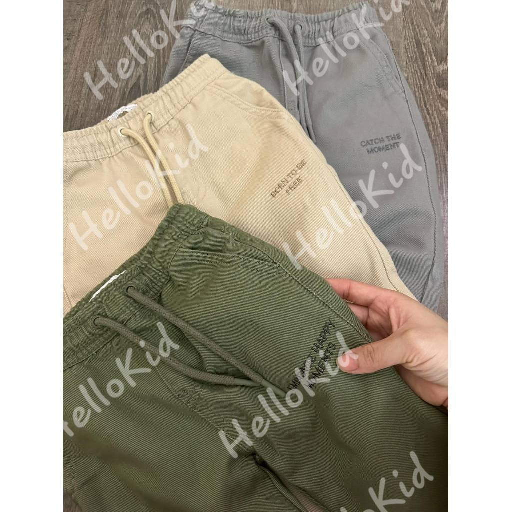 Quần kaki thêu chữ bên gzj rút chun new 1312 bé trai