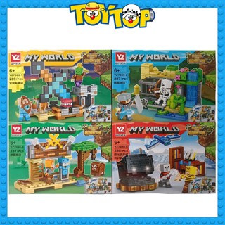 [Một mẫu lẻ] Đồ chơi lắp ráp ghép Minecraft thế giới vuông My world cuộc sống nơi hoang dã đối kháng xếp hình YZ7080