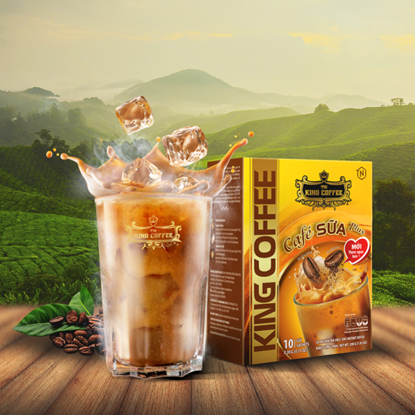 Combo 1 Hộp CFĐ HT Espresso KING COFFEE - Hộp 100 gói x 2.5g + Tặng 1 Hộp CF SỮA PLUS 3IN1 KING COFFE - Hộp 10 gói x 20g
