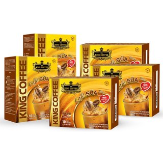 Combo 5 Cà Phê Sữa PLUS Hòa Tan 3IN1 KING COFFEE - Hộp 10 gói x 20g