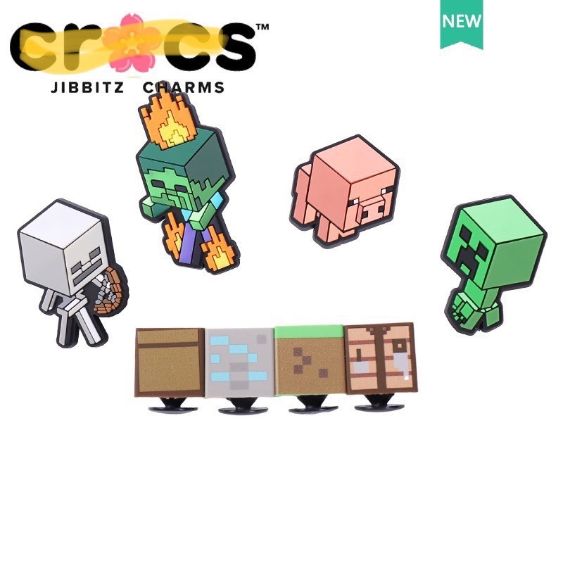 Set 8 Charm Jibits Gắn Sục Dép Crocs Minecraft 4D