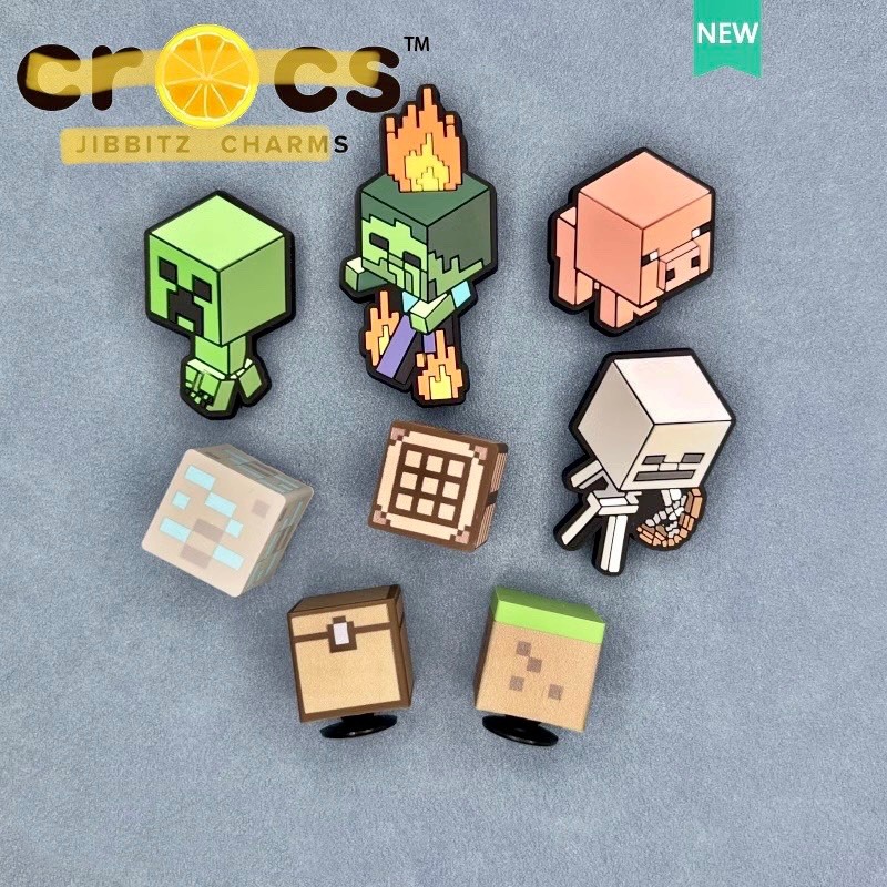 Set 8 Charm Jibits Gắn Sục Dép Crocs Minecraft 4D