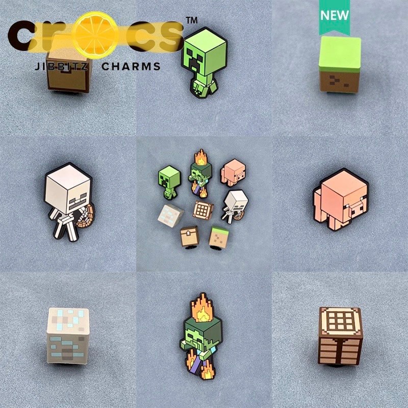 Set 8 Charm Jibits Gắn Sục Dép Crocs Minecraft 4D