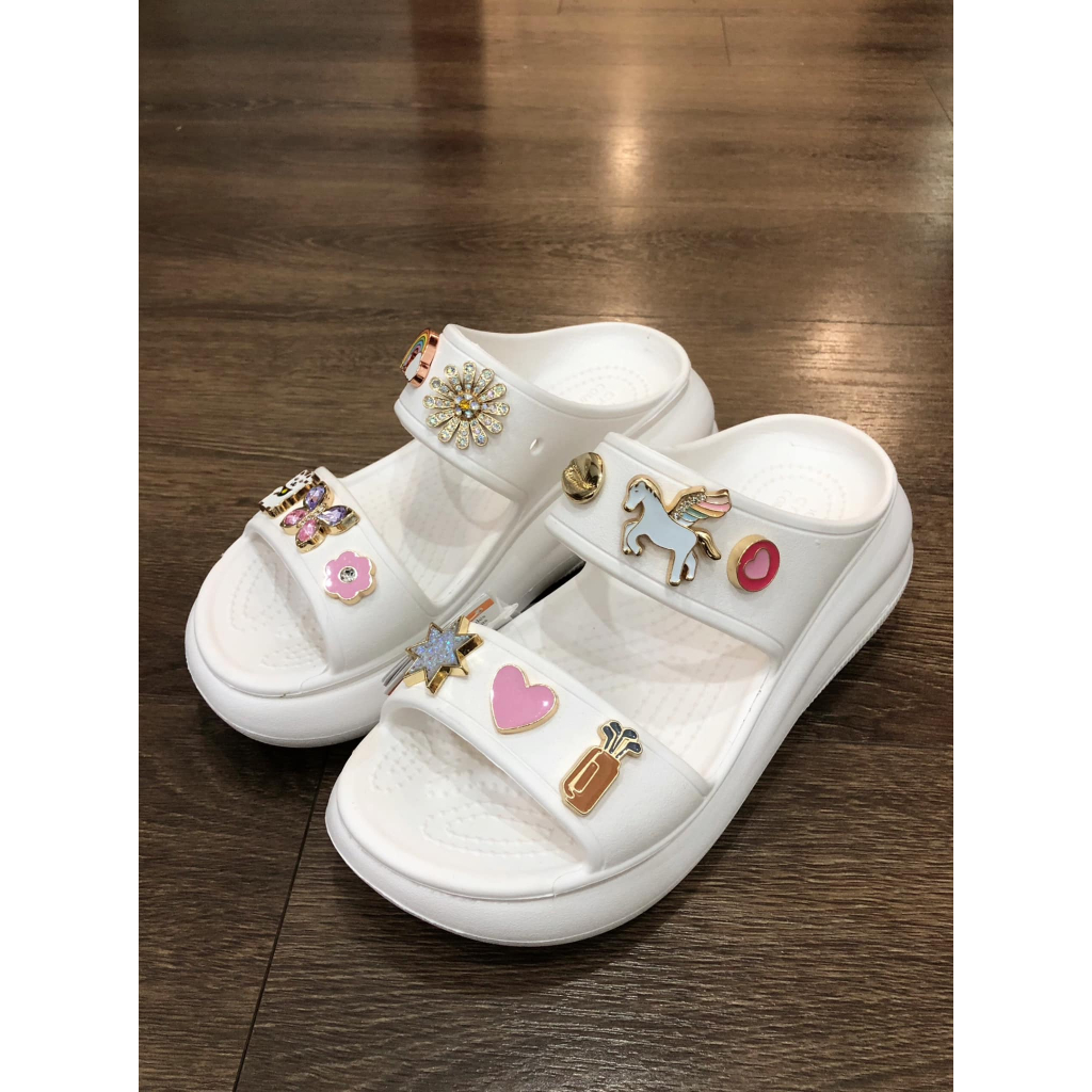 Dép 2 quai đế cao 7cm Cross Crush Sandal đúc nguyên khối- tặng 10 charm cứng 3D theo tông màu ib shop