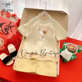Áo dài bé gái áo dài tơ hạc hoa bé gái quỳnh boutique