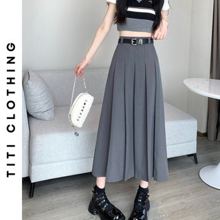  Chân xếp ly dáng dài chân váy xếp li MIDI phong cách Ulzzang hàn quốc M040 