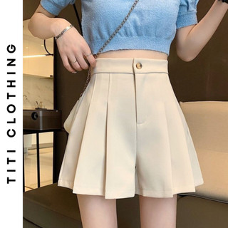  Quần short nữ cạp cao lưng thun ống rộng mỏng ngoài xếp ly giản dị M306 