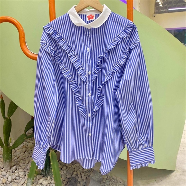 Áo sơ mi phối bèo tay dài TWINE SHIRT