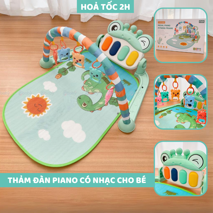 Thảm đàn Piano nằm chơi cho bé mẫu ếch xanh 9BABY