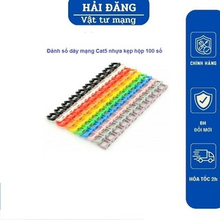 Vòng đánh số dây mạng cat5 bằng nhựa kẹp hộp 10 thanh 100 số.