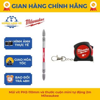 Mũi vít PH2-110mm và thước cuộn mini tự động 2m Milwaukee. Mũi vít siêu cứng bền gấp 30 lần mũi thường , thước nhỏ gọn