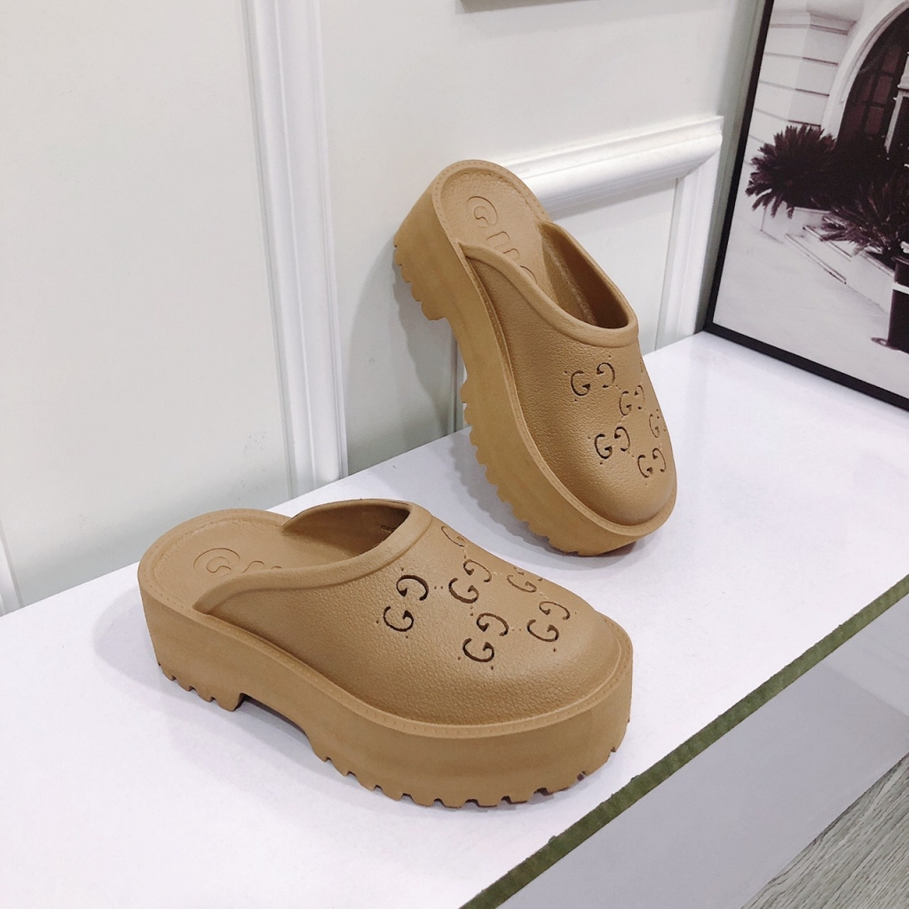 Dép Sục Gucci Nữ, Dép GC Nữ Độn Đế Cao Su Đúc Cao Cấp Đế Cao 5cm Hot Trend 2023