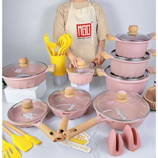 Nồi Chảo Chống Dính MGC Chính Hãng Màu Hồng Đậm Chống Dính Tuyệt Đối, Đun Mọi Loại Bếp