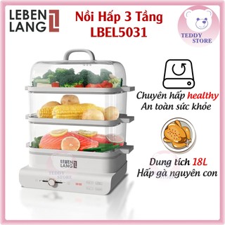 Nồi Hấp 3 Tầng LEBENLANG LBEL5031 - Nồi Hấp Điện Công Suất 900W, 3 Tầng Tiện Lợi Chuyên Gia Healthy