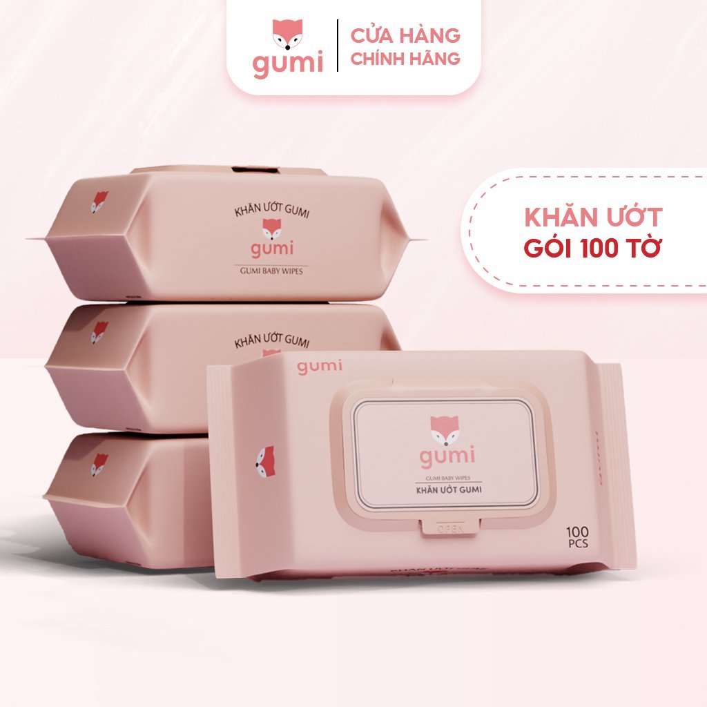 Khăn giấy ướt Gumi gói 100 tờ không mùi cho bé khăn ướt khăn lau em bé