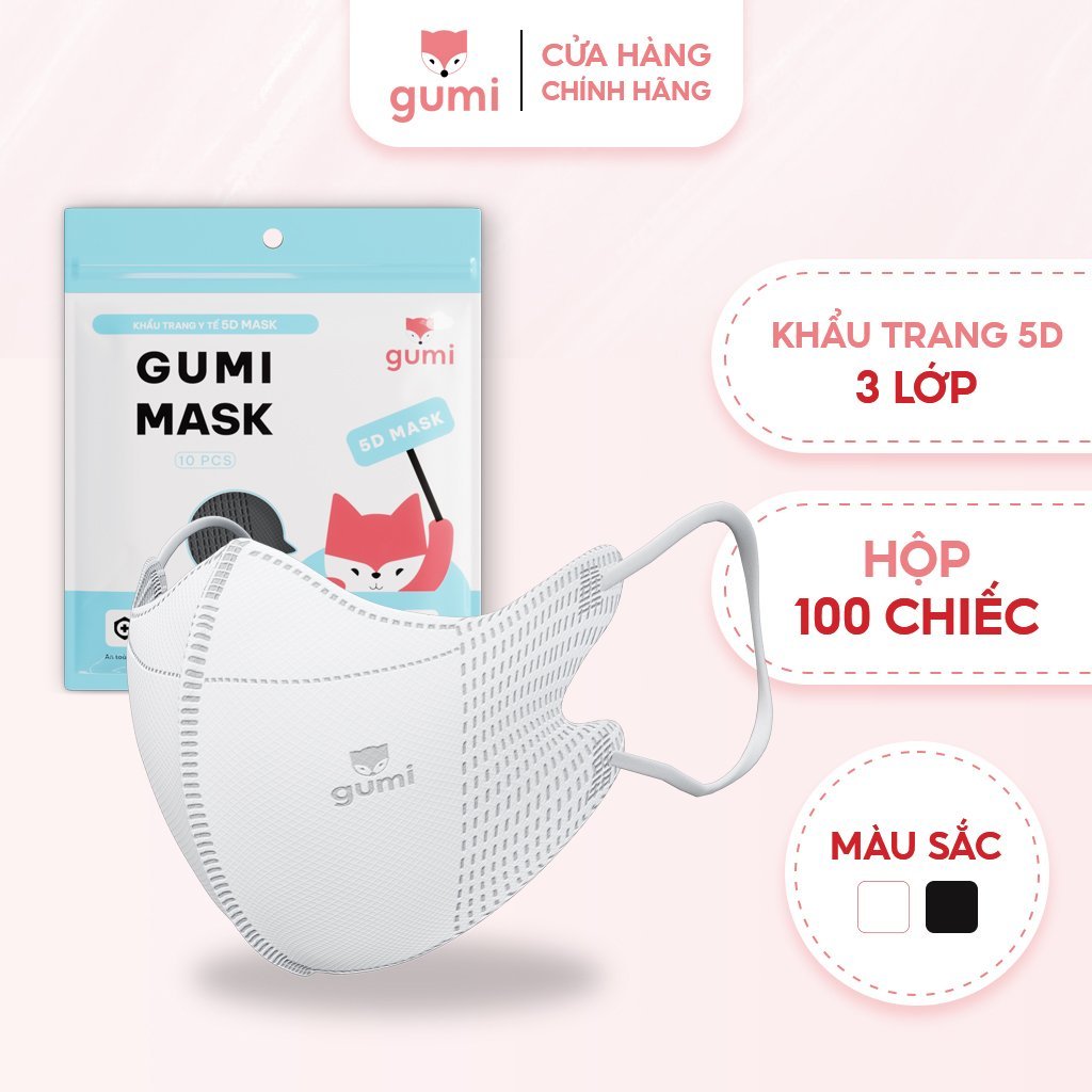 Khẩu trang y tế 5D Gumi 3 lớp mask kháng khuẩn lọc bụi PM 2.5
