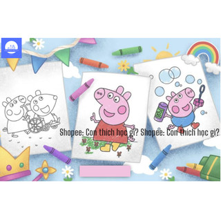 Tranh tô màu heo Peppa dễ thương - Set 10 tranh