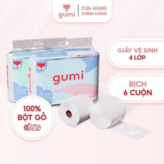Giấy vệ sinh cuộn bịch 6 cuộn 4 lớp - giấy vệ sinh Gumi cao cấp dày dặn mềm mịn