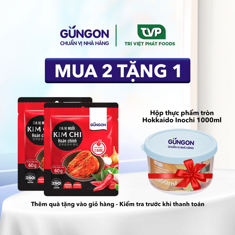 Gia vị muối kim chi hoàn chỉnh GUNGON 60g chuẩn vị Hàn Quốc làm được 700g kimchi