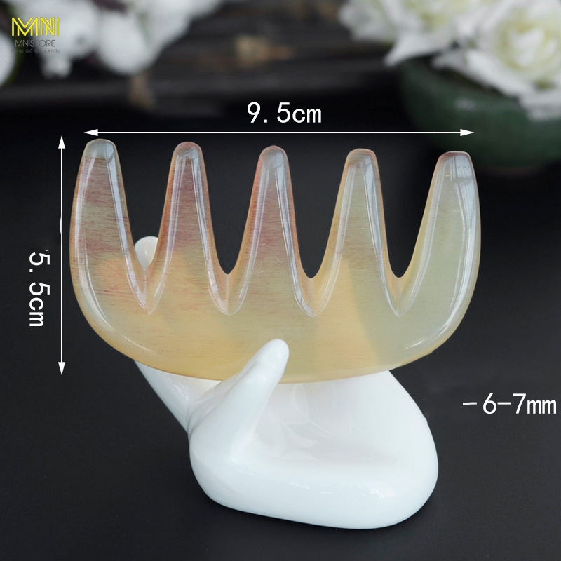 Lược sừng me 5 răng mát xa 9-10cmx5,5cm dày 8-11mm và 5-10mm  chống rụng tóc, giảm cảm giác đau đầu