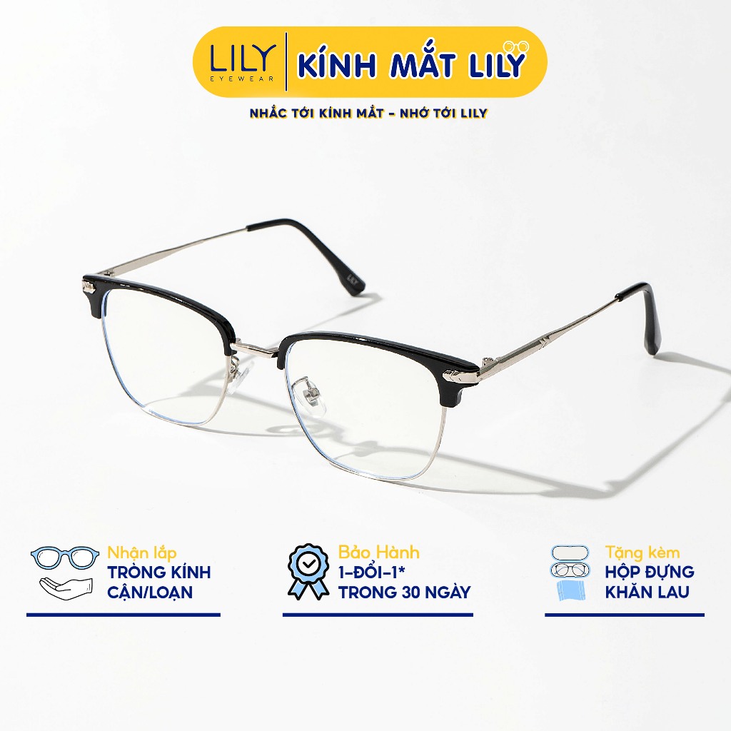 Kính gọng vuông nam nữ LILYEYEWEAR kim loại thanh mảnh chắc chắn kiểu dáng thời trang Hàn Quốc 809