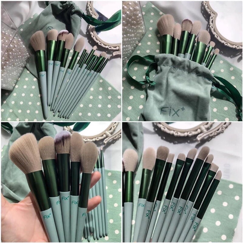 Set 13 Cọ Trang Điểm Chuyên Nghiệp Kèm Túi Nhung, Lông Siêu mềm💚