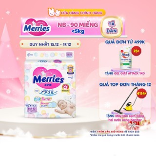 Tã/bỉm dán Merries size NB 90 miếng (Cho bé dưới 5kg)