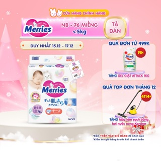 Tã bỉm dán Merries size NB - 76 miếng dành cho bé dưới 5kg mới