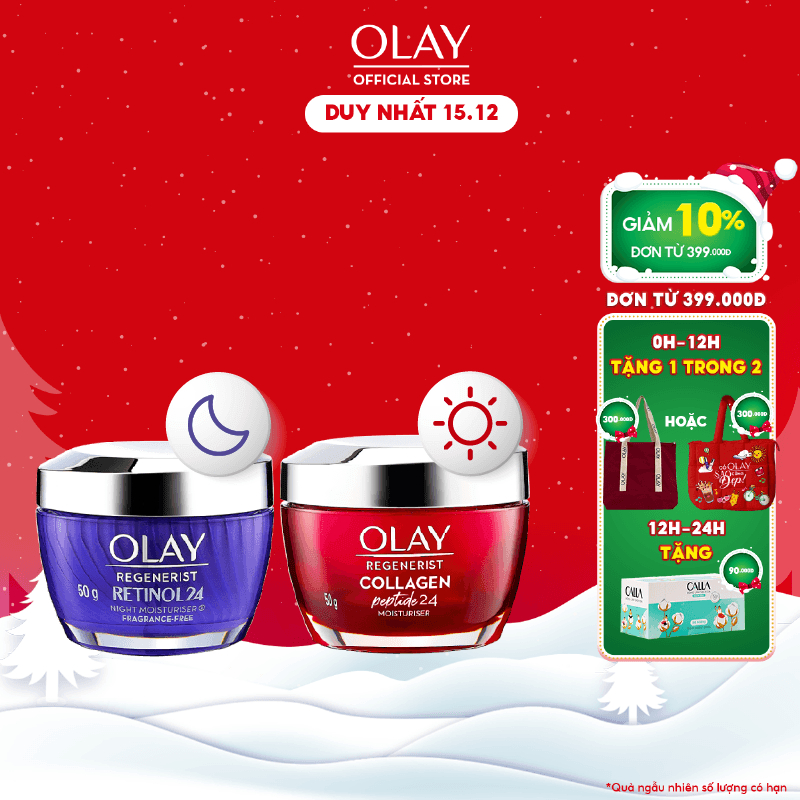 Combo 2 Kem Dưỡng Ẩm Căng Mướt, Tái Tạo & Ngừa Lão Hóa OLAY REGENERIST COLLAGEN 50G & OLAY RETINOL 50G