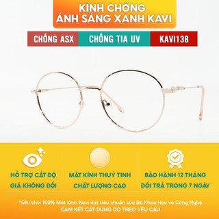 Kính Không Độ Tròn Chống Ánh Sáng Xanh KAVI138, Gọng Kính Kim Loại Dáng Tròn Nobita, Thay Mắt Cận Giá Không Đổi