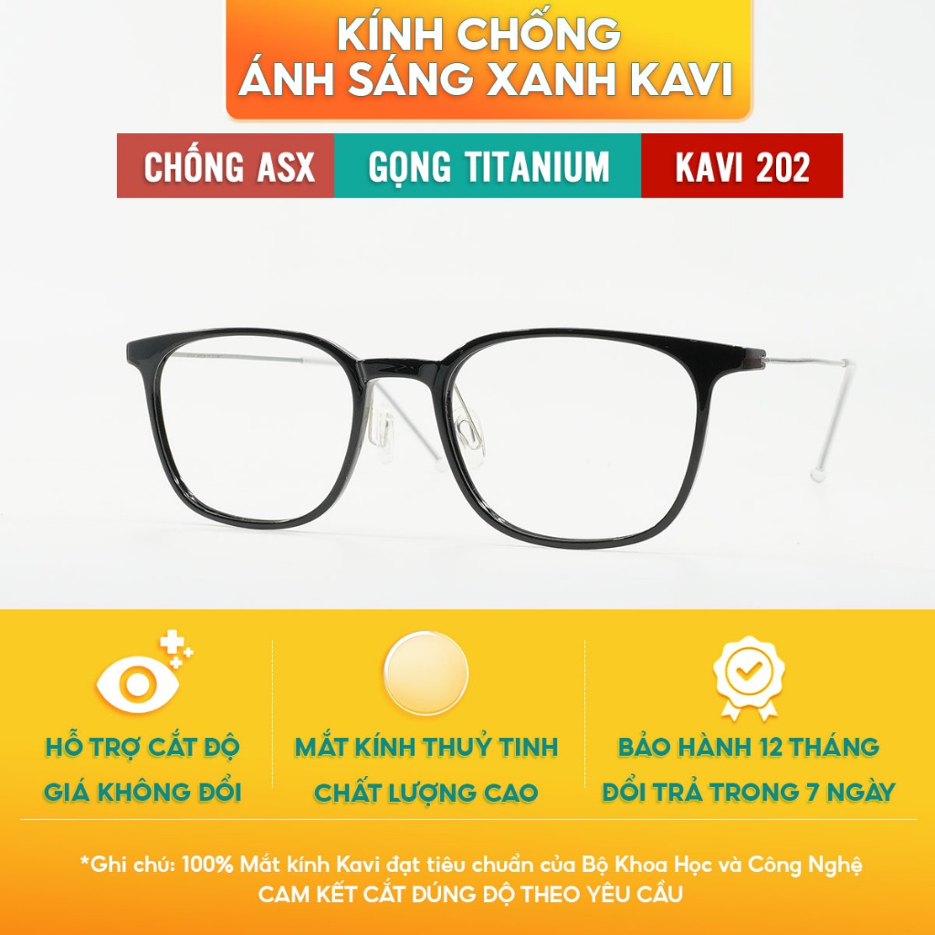 Kính Chống Ánh Sáng Xanh Gọng Tăm Chất Liệu Titanium Siêu Nhẹ KAVI 202, Phong Cách Trẻ Trung, Nhẹ Nhàng Cho Chị Em