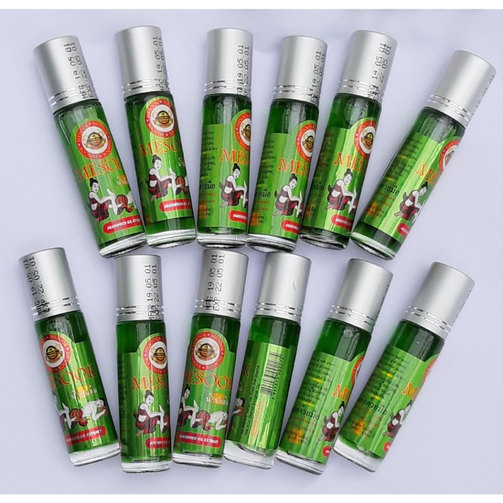 12 chai Dầu lăn nóng XANH dầu gió lăn Thảo Dược MESOOK Herb Oil 8ml Thái Lan