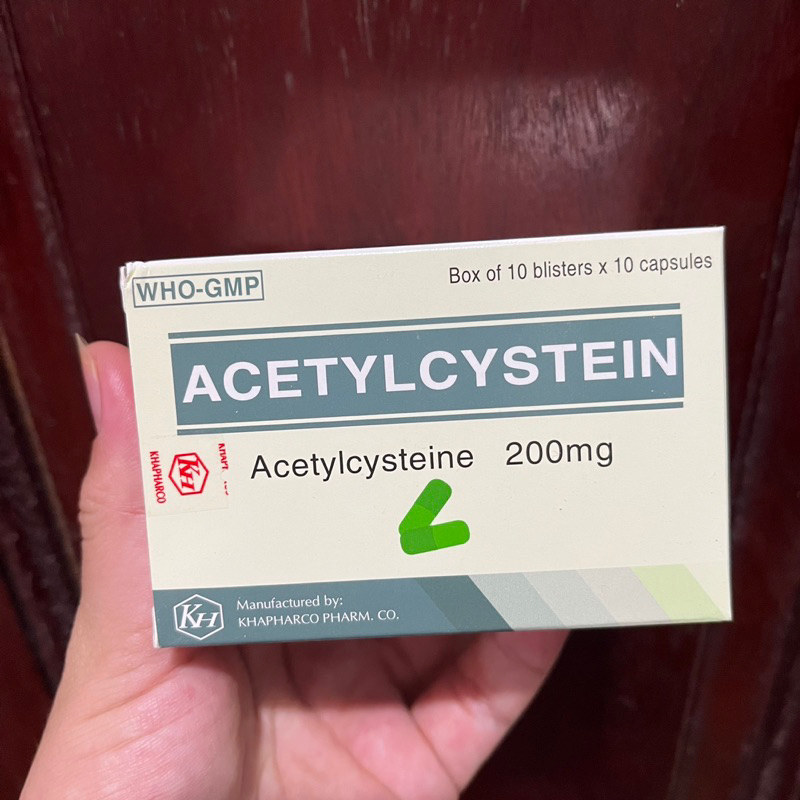 Acetylcystein 200mg KH giúp giảm ho , loãng đờm cho trẻ em, người lớn Hộp 100 viên