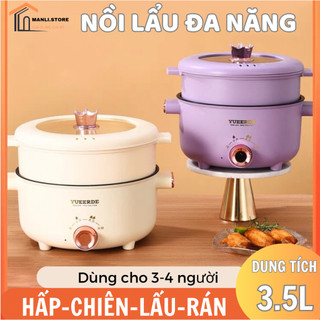 Nồi lẩu đa năng kèm khay hấp dung tích 3,5L, nồi lẩu 4 Chế Độ Nhiệt Chất liệu chống dính sôi cực nhanh x436