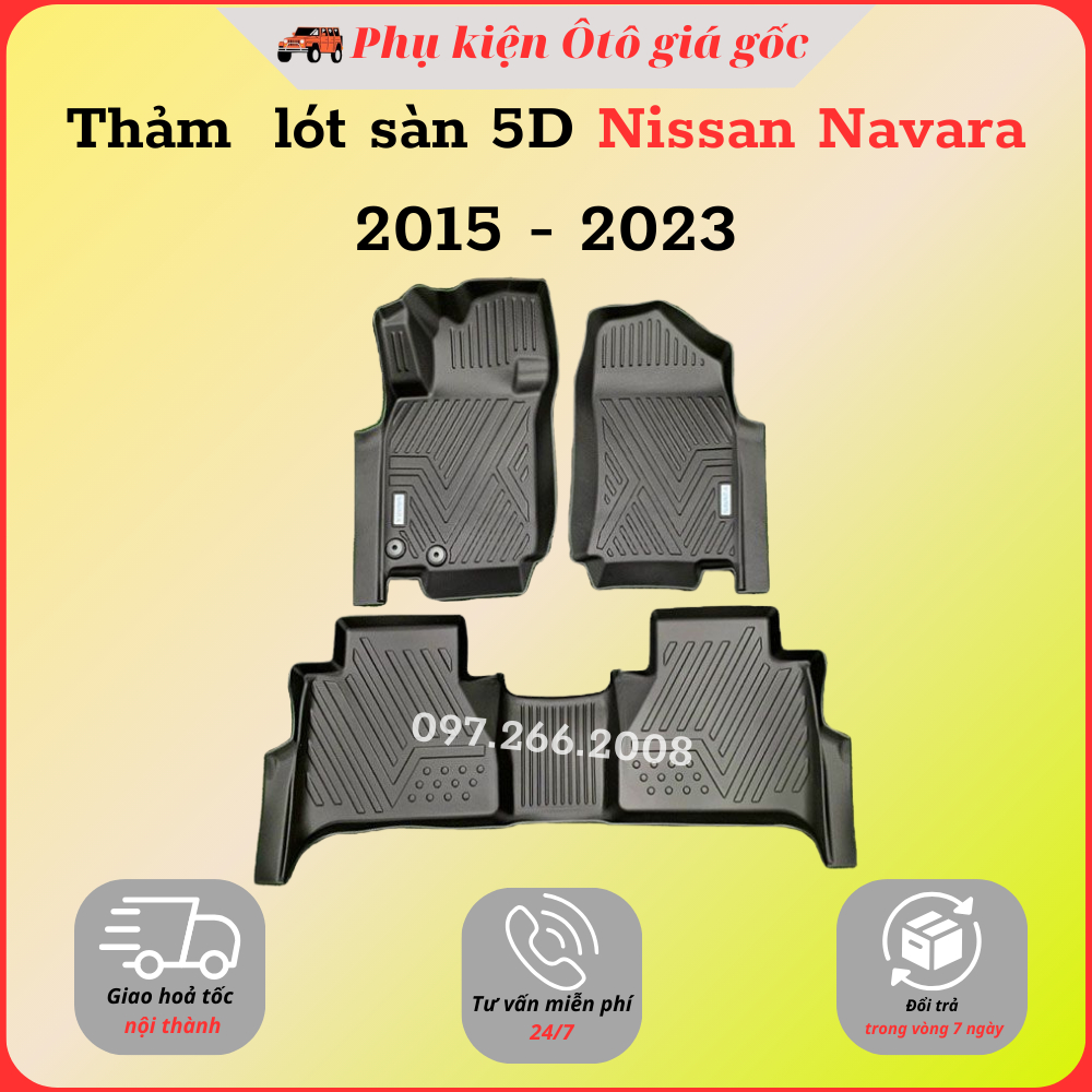 Thảm lót sàn ô tô Nissan Navara 2015 - 2020, 2021, 2022 2023, Thảm nhựa TPV 5D đúc nguyên khối theo xe