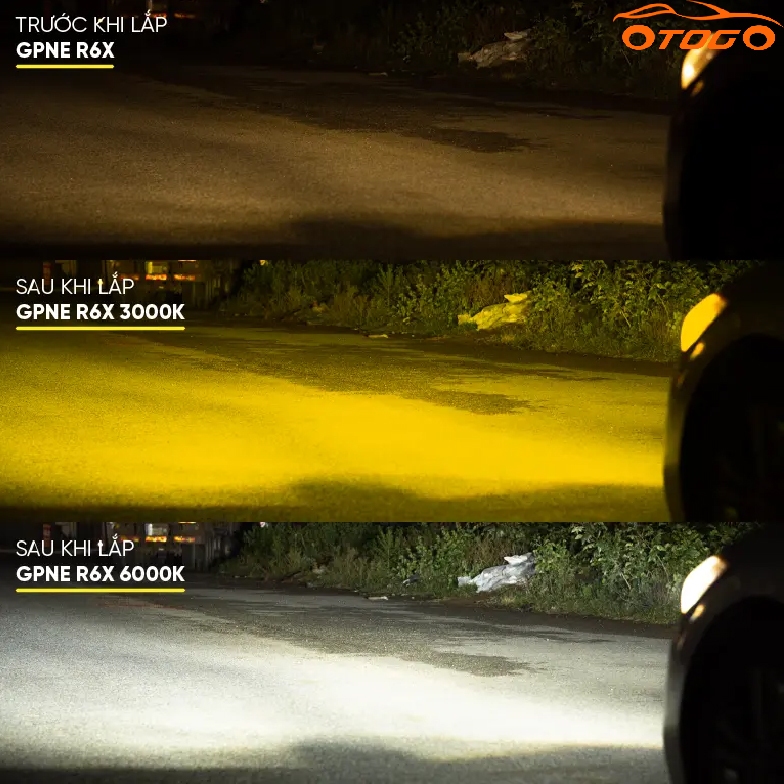 Bóng Led GPNE R6X Chân H11 , 2 Chế Độ Màu Trắng Vàng Siêu Sáng