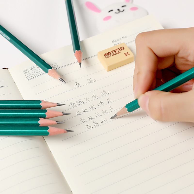 Vỉ 10 bút chì gỗ 2B HB học sinh, chì đậm an toàn nhạy với máy chấm thi dễ tẩy xoá, bút chì vẽ tranh tập viết E1523