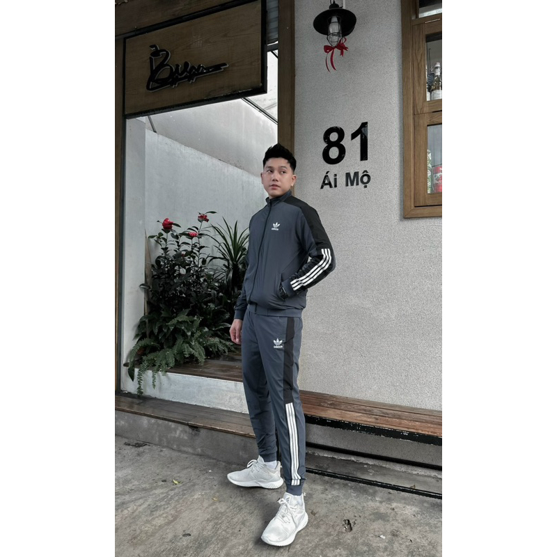 Bộ quần áo Adidas gió lót lông siêu ấm AeShop MK4443, set gió thu đông kéo khoá dài tay 2 lớp túi khoá rộng mẫu mới 2023