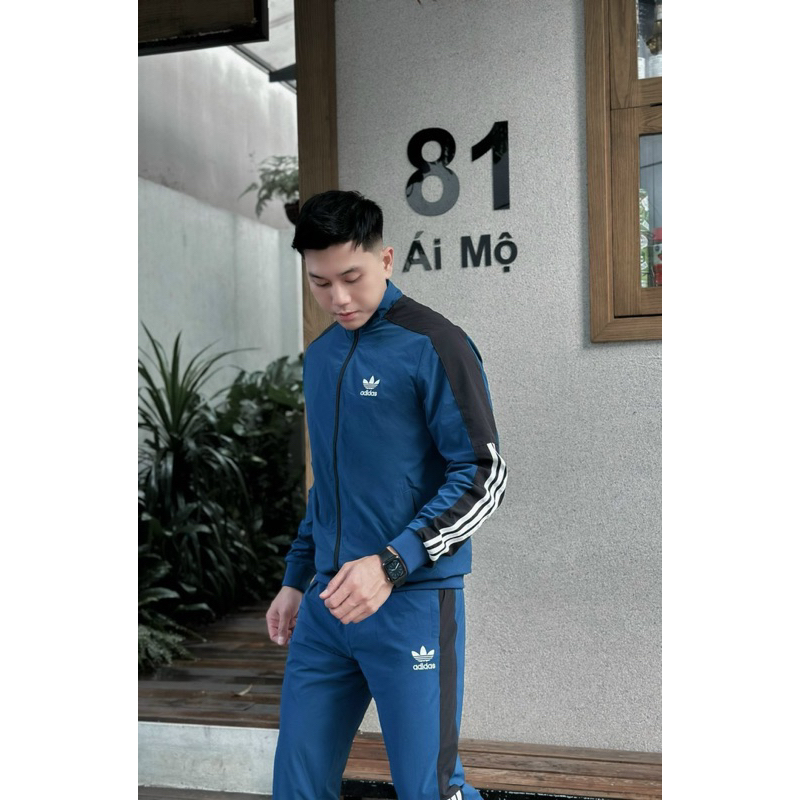 Bộ quần áo Adidas gió lót lông siêu ấm AeShop MK4443, set gió thu đông kéo khoá dài tay 2 lớp túi khoá rộng mẫu mới 2023