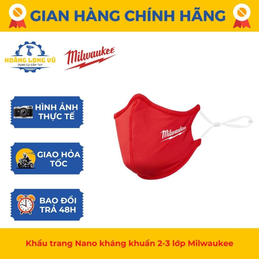 Khẩu trang Nano kháng khuẩn 2-3 lớp Milwaukee khẩu trang Milwaukee (Chính hãng)