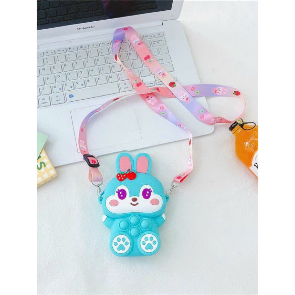 TÚI ĐEO CHÉO CHO BÉ GÁI HÌNH THỎ,HÌNH GẤU CUTE, TÚI DA SILICON ĐỰNG LIXI CHƠI TẾT CHO CÁC BÉ