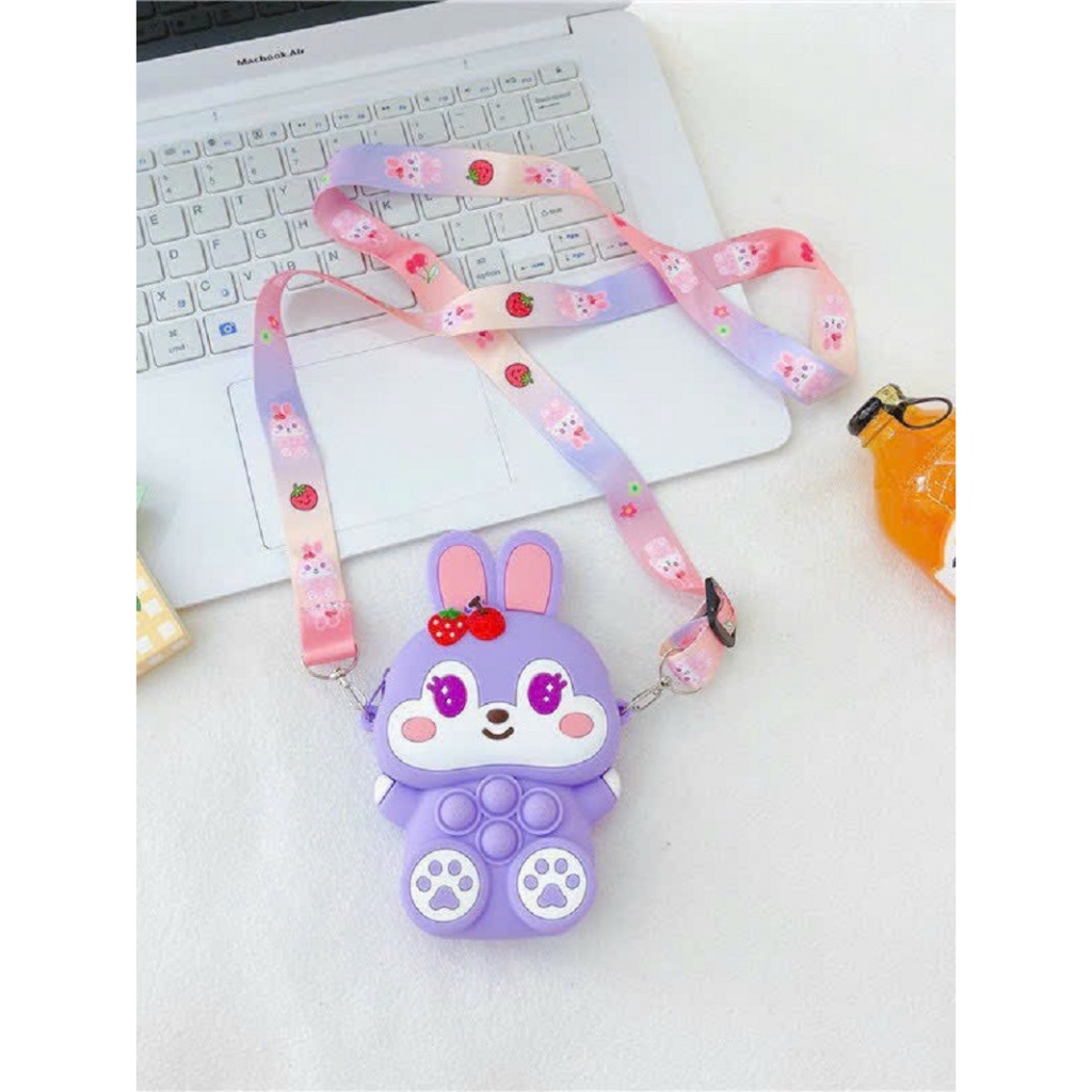 TÚI ĐEO CHÉO CHO BÉ GÁI HÌNH THỎ,HÌNH GẤU CUTE, TÚI DA SILICON ĐỰNG LIXI CHƠI TẾT CHO CÁC BÉ